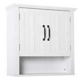 Wall Mount Bathroom Cabinet, Storage Organizer Kitchen Cupboard with 2 Doors and Adjustable Shelf