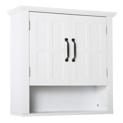 Wall Mount Bathroom Cabinet, Storage Organizer Kitchen Cupboard with 2 Doors and Adjustable Shelf