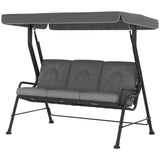 3-Person Porch Swing Chair, Patio Swing Bench with Adjustable Canopy, Removable Thicken Cushion and Weather Resistant Steel Frame for Outdoor