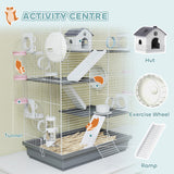 4-Level Large Hamster Cage with DIY Tubes, Exercise Wheels
