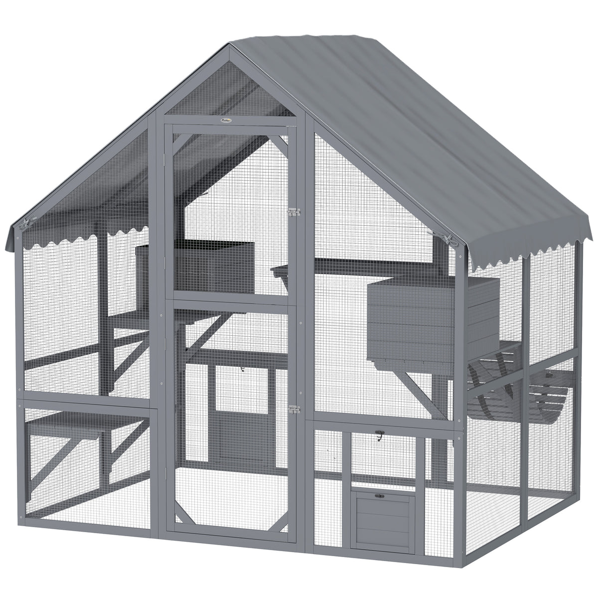 Grand catio extérieur avec couverture imperméable, 2 niches de repos, 4 plateformes, pour 2-4 chatons