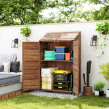 Outdoor Storage Cabinet, Wooden Garden Storage Shed with Double Doors and Shelves for Garden Porch Deck
