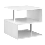 Wooden S Shape End Table 3 Tier Storage Shelves Organizer Living Room Side Table Desk