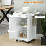 Kitchen Cart, Small Kitchen Island, Stainless Steel Top Utility Trolley on Wheels with Storage Drawer for Dining Room