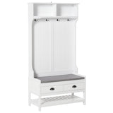 Porte-manteau banc à chaussures, meuble d'entrée avec banc et rangement à chaussures, banc d'entrée avec 4 crochets, 2 tiroirs, 2 étagères