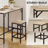 5 Pieces Industrial Rectangular Bar Table Set, Dining Table Set Breakfast Table with 4 Stools for Dining Room