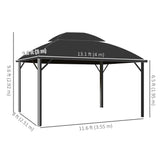 13' x 10' Patio Gazebo, Double Roof Outdoor Gazebo Canopy Shelter with Curtains and Aluminium Frame for Garden