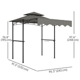 8' x 7.6' Grill Gazebo, 2 Side Shelves, 6 Hooks