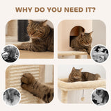Arbre à Chat 52 Pouces avec Grattoirs, Lit Chat