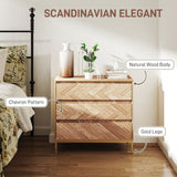 Commode de chambre avec conception anti-basculement, armoire de rangement avec 3 tiroirs pour salon, bois naturel