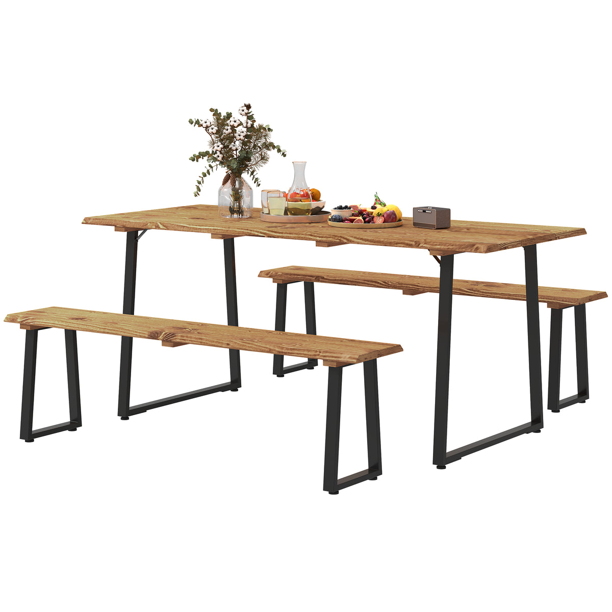 Picnic Table and Bench Set for 6 Persons with 2