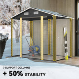 7.7' x 6.5' Outdoor Metal Garden Shed House Hut Gardening Tool Storage with Ventilation