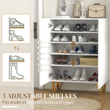 Armoire à chaussures étroite avec charnières à fermeture douce et tablettes réglables pour 15-20 paires de chaussures