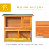 Wooden Rabbit Hutch, Indoor Outdoor Bunny Cage with Run, 2- Level Guinea Pig House with Slide-Out Tray