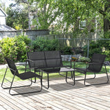 4 Piece Patio Furniture Set, Outdoor Conversation Set with Loveseat Sofa