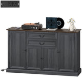 Farmhouse Sideboard with Charging Station and Thickened Top, 58