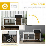 Rabbit Cage with Wheels, Tray for Indoor Outdoor