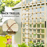 Wooden Planter with Trellis, Raised Garden Bed with Wheels, Nature Wood