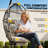 Chaise œuf suspendue extérieure avec repose-pieds rétractable, balançoire avec support métallique