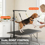 Dog Grooming Arm with Clamp Adjustable Foldable Dog Grooming 2 Loop Noose Small Medium Dogs 18.9