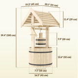 Wood Wishing Well Outdoor Wooden Planter with Hanging Bucket and Drainage Hole for Garden