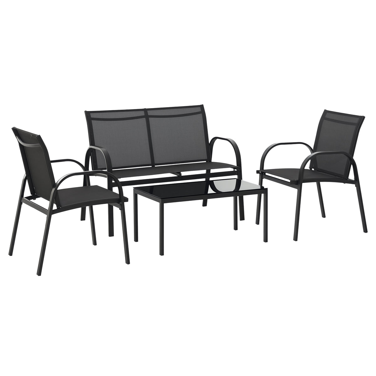 4-Piece Patio Furniture Set Garden Conversation Set with Loveseat