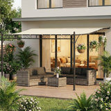11.5' x 8.2' Outdoor Pergola, Wall Mounted Lean to Pergola with Metal Frame