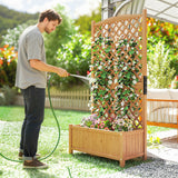 Jardinière Surélevée avec Treillis, Bac de Plantation Bois Surélevé, 35,4