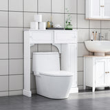 Meuble de rangement WC moderne, Meuble de salle de bain WC avec 2 portes coulissantes, 3 étagères réglables