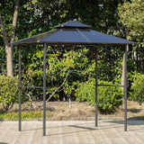 8' x 5' Hardtop Grill Gazebo, Outdoor Canopy with Side Shelves & Double Roof