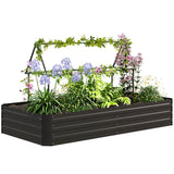6' x 3' x 1' Raised Garden Bed with 2 Trellis Tomato Cages, Steel Frame Elevated Planter Box