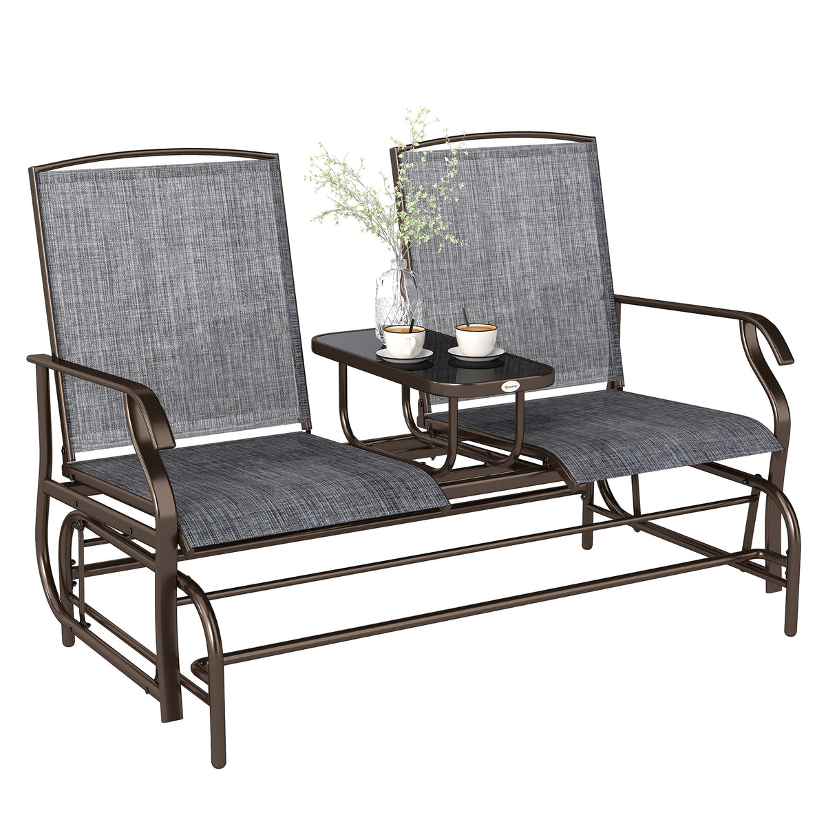 Chaise à bascule coulissante pour patio 2 personnes, causeuse à bascule extérieure, banc de mobilier de jardin
