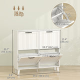 Shoe Cabinet with 4 Flip Drawers, Freestanding Narrow Shoe Storage Cabinet with Adjustable Shelves, Open Back