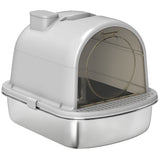 Enclosed Stainless Steel Litter Box, Metal Cat Litter Box with Scoop