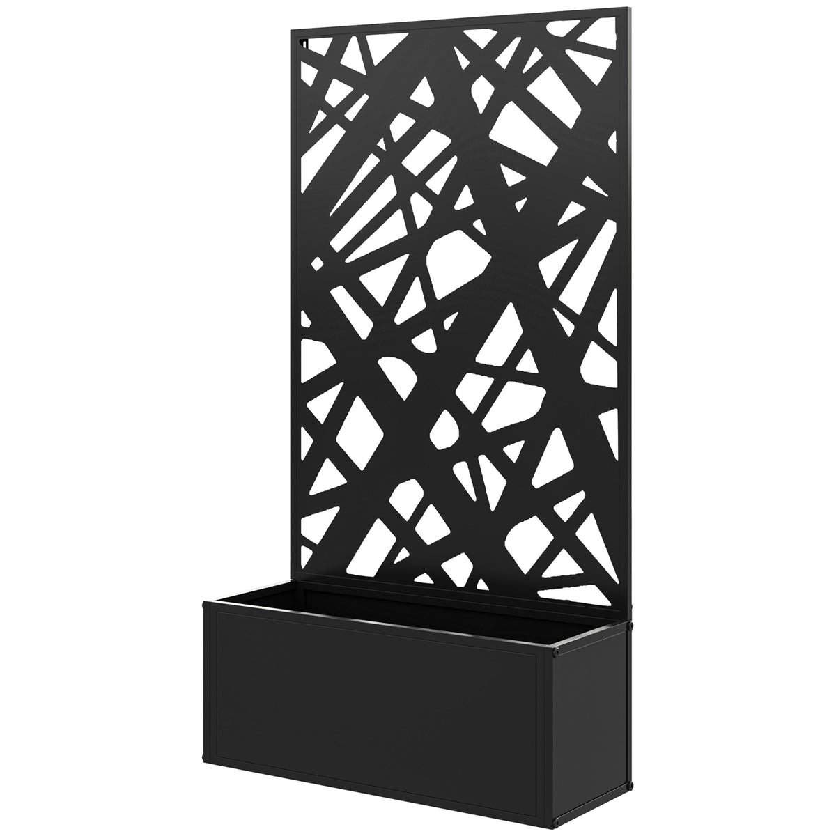 Raised Garden Bed with Trellis, Freestanding/Wall Mounted Metal Garden Box with Privacy Panel