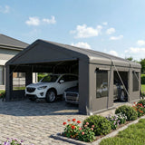 20' x 20' Heavy Duty Carport, Portable Garage Car Canopy Tent Shelter with 3 Roll-up Doors, 4 Windows