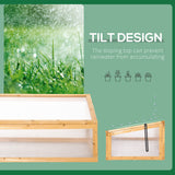 Wooden Cold Frame Greenhouse Garden Portable Raised Planter with Openable Top for Indoor, 35.5