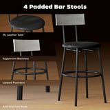 5-Piece Bar Table Set, Industrial Bar Table and Stools for 4 with Footrest and Steel Frame for Kitchen