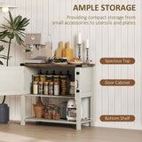 Farmhouse Kitchen Storage Cabinet, Free Standing Sideboard Console Table with Barn Doors, Bottom Shelf