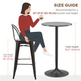 Table de bar haute, table à manger ronde moderne avec plateau peint et base en acier, table de bistro pour 2 personnes