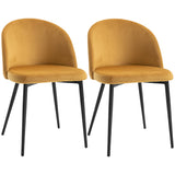 Set of 2 Mid-Back Dining Chair, Mid-Back Velvet-touch Upholstery Kitchen Chair for Living Room Dining Room