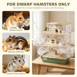 Large Hamster Cage, 3 Tiers Acrylic Hamster Habitat with Water Bottles, Running Wheel for Pet Mice
