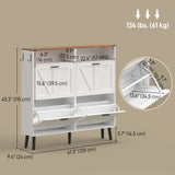Shoe Storage Cabinet with 4 Flip Drawers, Holds Up to 24 Pairs