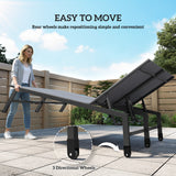 Chaise Lounge Chair for 2 Person, Outdoor Lounge Chair with 5-Position Adjustable and Wheels