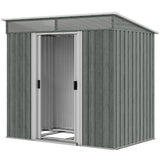 6.5x4FT Galvanised Metal Shed with Foundation Kit, Lockable Garden Tool Storage House with Sliding Doors
