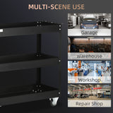 3 Tier Rolling Tool Cart with Wheels, 330 LBS Capacity Heavy Duty Utility Cart, Mobile Service Cart for Garage