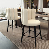 Faux Cashmere Bar Stools Set of 2 Counter Height Bar Stools with Back for Home Kitchen, 20.5