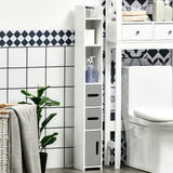 Meuble Colonne Salle de Bain Autoportant, Meuble de Rangement Étroit avec Étagères et Placards pour Salle de Bain
