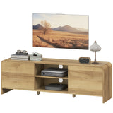 TV Stand for up to 65 Inch TV, Nordic Entertainment Center with 2 Cabinets and 2 Open Shelves for Living Room