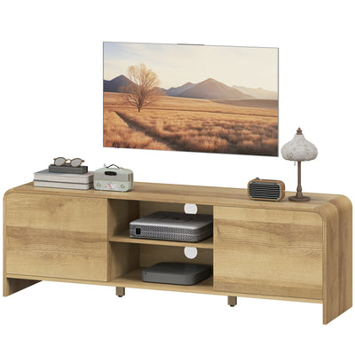 TV Stand for up to 65 Inch TV, Nordic Entertainment Center with 2 Cabinets and 2 Open Shelves for Living Room